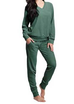 Welurowy dres damski komplet LUNA 306 zielony ze sklepu bodyciao w kategorii Dresy damskie - zdjęcie 107390463