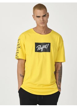 T-Shirt męski z nadrukiem żółty OZONEE MR/21550 ze sklepu ozonee.pl w kategorii T-shirty męskie - zdjęcie 107770934