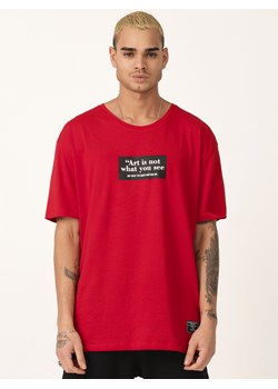 T-Shirt męski z nadrukiem czerwony OZONEE MR/21540 ze sklepu ozonee.pl w kategorii T-shirty męskie - zdjęcie 107771052