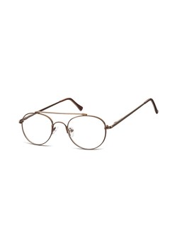 Okulary oprawki okrągłe zerówki metalowe korekcyjne 785E brązowe ze sklepu Stylion w kategorii Okulary zerówki męskie - zdjęcie 107783634