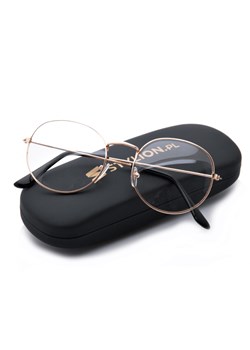 Lenonki zerówki złote okulary damskie i męskie 3148 ze sklepu Stylion w kategorii Okulary zerówki damskie - zdjęcie 107786533