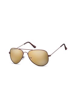 Kawowe Pilotki okulary lustrzane aviator MS94D ze sklepu Stylion w kategorii Okulary przeciwsłoneczne męskie - zdjęcie 107789172
