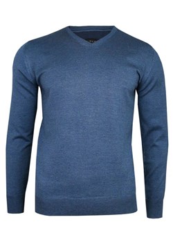 Sweter w Serek, Niebieski, Elegancki, Męski (V-neck) -MM Classic- Klasyczny SWMM1235a395nieb ze sklepu JegoSzafa.pl w kategorii Swetry męskie - zdjęcie 107955183