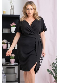 Sukienka wieczorowa kopertowa z rozcięciem BARI czarna ze sklepu karko.pl w kategorii Sukienki - zdjęcie 108180441