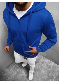 Bluza męska z kapturem rozpinana kobaltowa OZONEE JS/2008Z ze sklepu ozonee.pl w kategorii Bluzy męskie - zdjęcie 108212144