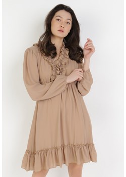 Ciemnobeżowa Sukienka Petomenis ze sklepu Born2be Odzież w kategorii Sukienki - zdjęcie 108485913
