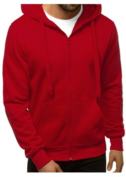 Bluza męska z kapturem rozpinana ciemno-czerwona OZONEE JS/2008 ze sklepu ozonee.pl w kategorii Bluzy męskie - zdjęcie 108702584