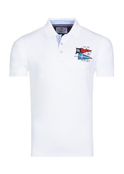 Biały t-shirt męski Fynch-hatton z krótkim rękawem z napisami 