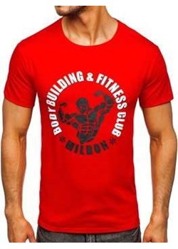 Czerwony T-shirt męski z nadrukiem Denley Y70015 ze sklepu Denley w kategorii T-shirty męskie - zdjęcie 109762943