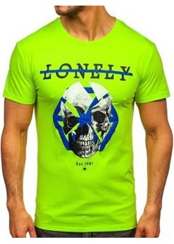 Zielony-neon T-shirt męski z nadrukiem Denley Y70011 ze sklepu Denley w kategorii T-shirty męskie - zdjęcie 109825281