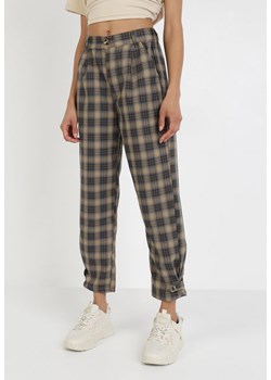 Ciemnobeżowe Spodnie Klephyse ze sklepu Born2be Odzież w kategorii Spodnie damskie - zdjęcie 109981814
