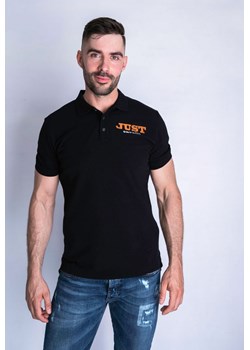 Koszulka polo męska, czarna Just Cavalli - złoto srebrne logo ze sklepu outfit.pl w kategorii T-shirty męskie - zdjęcie 110514642