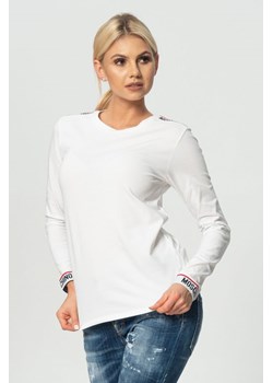 MOSCHINO UNDERWEAR - biała bluzka damska z naszywkami z logo ze sklepu outfit.pl w kategorii Bluzki damskie - zdjęcie 110514653