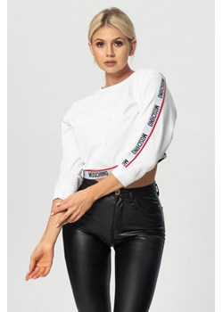 MOSCHINO UNDERWEAR - krótka biała bluza z lampasami ze sklepu outfit.pl w kategorii Bluzy damskie - zdjęcie 110514661