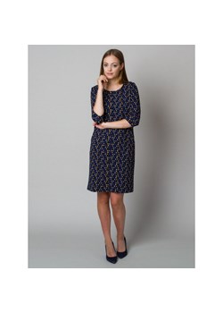 Granatowa sukienka w plamki o luźnym kroju ze sklepu Willsoor w kategorii Sukienki - zdjęcie 110567140