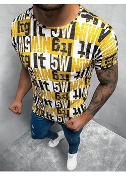 T-Shirt męski z nadrukiem żółto-czarny OZONEE O/BL66 ze sklepu ozonee.pl w kategorii T-shirty męskie - zdjęcie 110582324