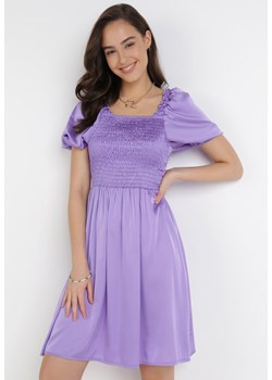 Fioletowa Sukienka Drenlisa ze sklepu Born2be Odzież w kategorii Sukienki - zdjęcie 110605420
