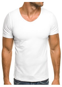 T-Shirt męski bez nadruku biały OZONEE JS/712007 ze sklepu ozonee.pl w kategorii T-shirty męskie - zdjęcie 110622431