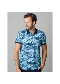Błękitna koszulka polo w palmy ze sklepu Willsoor w kategorii T-shirty męskie - zdjęcie 110877951