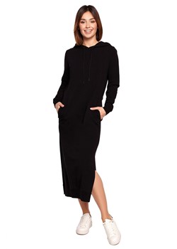 B197 Sukienka midi z kapturem - czarna ze sklepu Świat Bielizny w kategorii Sukienki - zdjęcie 110916611