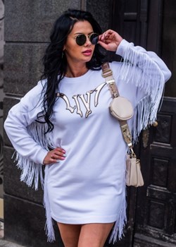 Bluza long livi biała ze sklepu Sklep Fason w kategorii Bluzy damskie - zdjęcie 111020703