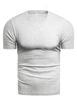 Męska koszulka t-shirt v-neck - szara ze sklepu Risardi w kategorii T-shirty męskie - zdjęcie 111503251