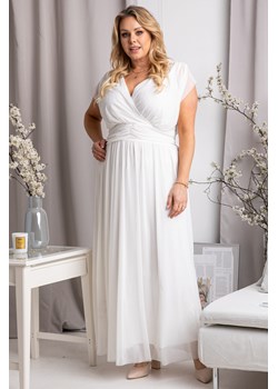 Sukienka do ślubu tiulowa długa plus size MANUELA ecru ze sklepu karko.pl w kategorii Sukienki - zdjęcie 111611521