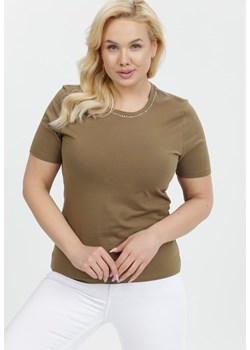 Ciemnozielony T-shirt Amathephine ze sklepu Born2be Odzież w kategorii Bluzki damskie - zdjęcie 111783291