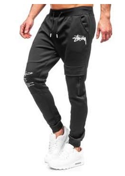 Czarne spodnie męskie dresowe bojówki Denley K10286 ze sklepu Denley w kategorii Spodnie męskie - zdjęcie 111860751