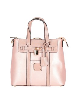 Różowa torebka kuferek z ozdobnymi zamkami i kłódką Verde ze sklepu Eye For Fashion w kategorii Kuferki - zdjęcie 112102931
