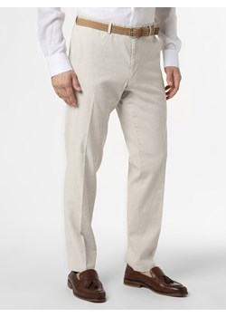 Andrew James New York - Męskie spodnie od garnituru modułowego z dodatkiem lnu – Carter, biały|beżowy ze sklepu vangraaf w kategorii Spodnie męskie - zdjęcie 112249814