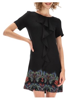 Czarna sukienka z żabotem Desigual OCTAVIO ze sklepu Eye For Fashion w kategorii Sukienki - zdjęcie 112466260