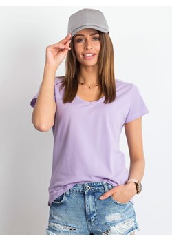 Bluzka damska Factory Price fioletowa z okrągłym dekoltem z krótkim rękawem casual 