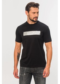EMPORIO ARMANI - czarny t-shirt męski ze srebrnym logo ze sklepu outfit.pl w kategorii T-shirty męskie - zdjęcie 113419643
