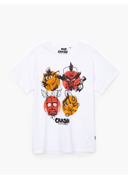 Cropp - Koszulka z nadrukiem Crash Bandicoot - biały ze sklepu Cropp w kategorii T-shirty męskie - zdjęcie 114126861