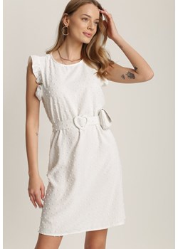 Biała Sukienka z Paskiem i Saszetką Pesheilise ze sklepu Renee odzież w kategorii Sukienki - zdjęcie 114184704