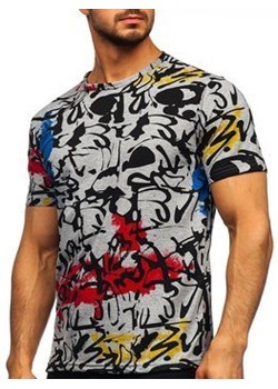Szary T-shirt męski z nadrukiem Denley 14901 ze sklepu Denley w kategorii T-shirty męskie - zdjęcie 114186110