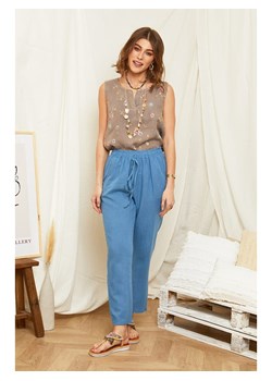 Lniane spodnie w kolorze błękitnym ze sklepu Limango Polska w kategorii Spodnie damskie - zdjęcie 114257251