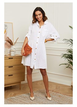 Lniana sukienka w kolorze białym ze sklepu Limango Polska w kategorii Sukienki - zdjęcie 114415874