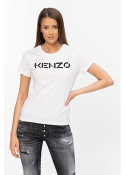 KENZO - biały t-shirt damski z czarnym logo ze sklepu outfit.pl w kategorii Bluzki damskie - zdjęcie 114467280