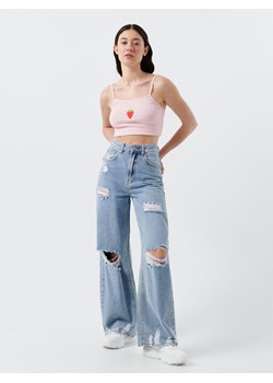 Cropp - Jeansy wide leg - niebieski ze sklepu Cropp w kategorii Jeansy damskie - zdjęcie 114569092