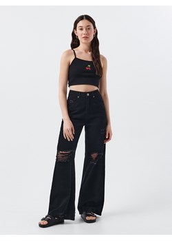 Cropp - Jeansy wide leg - czarny ze sklepu Cropp w kategorii Jeansy damskie - zdjęcie 114569094