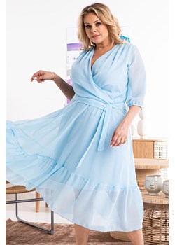Sukienka błekitna na komunię szyfonowa z falbanką zwiewna GERARDA błękitna ze sklepu karko.pl w kategorii Sukienki - zdjęcie 114753161