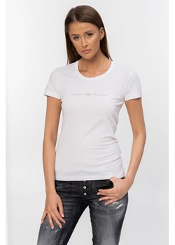 EMPORIO ARMANI UNDERWEAR - biały t-shirt z kryształkami ze sklepu outfit.pl w kategorii Bluzki damskie - zdjęcie 114849033