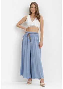 Niebieskie Spodnie Samusi ze sklepu Born2be Odzież w kategorii Spodnie damskie - zdjęcie 114973592