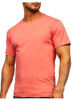 Koralowy T-shirt męski bez nadruku Bolf 192397 ze sklepu Denley w kategorii T-shirty męskie - zdjęcie 115010804