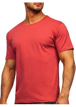 Łososiowy bawełniany T-shirt męski bez nadruku Bolf 192397 ze sklepu Denley w kategorii T-shirty męskie - zdjęcie 115010810