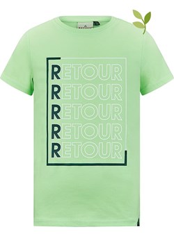 T-shirt chłopięce Retour wiosenny zielony z krótkim rękawem w nadruki bawełniany 
