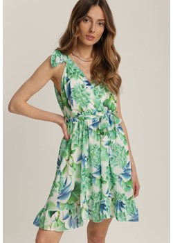 Sukienka Renee mini zielona w serek na wiosnę 