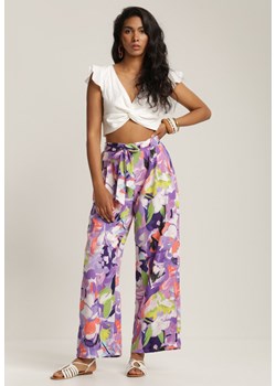 Fioletowe Spodnie Lorevianna ze sklepu Renee odzież w kategorii Spodnie damskie - zdjęcie 115513801